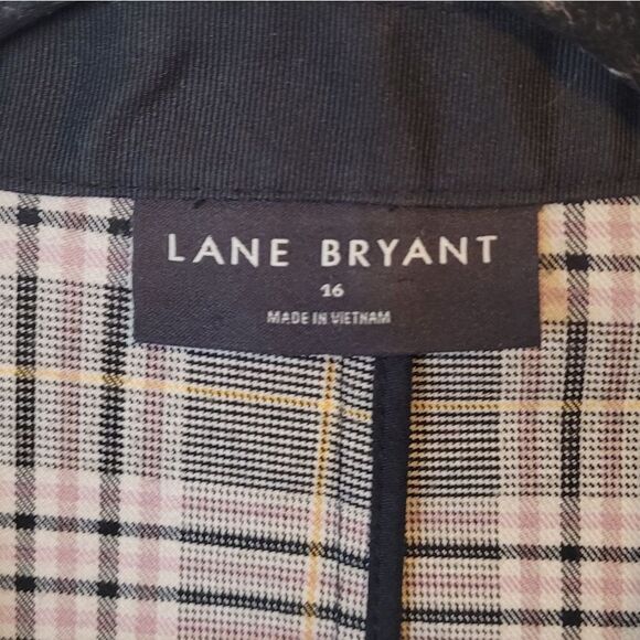 Lane Bryant Women's Neutral Pink Houndstooth Plaid Blazer Size 16 - Picture 3 of 7